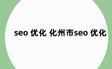 seo 优化 化州市seo 优化